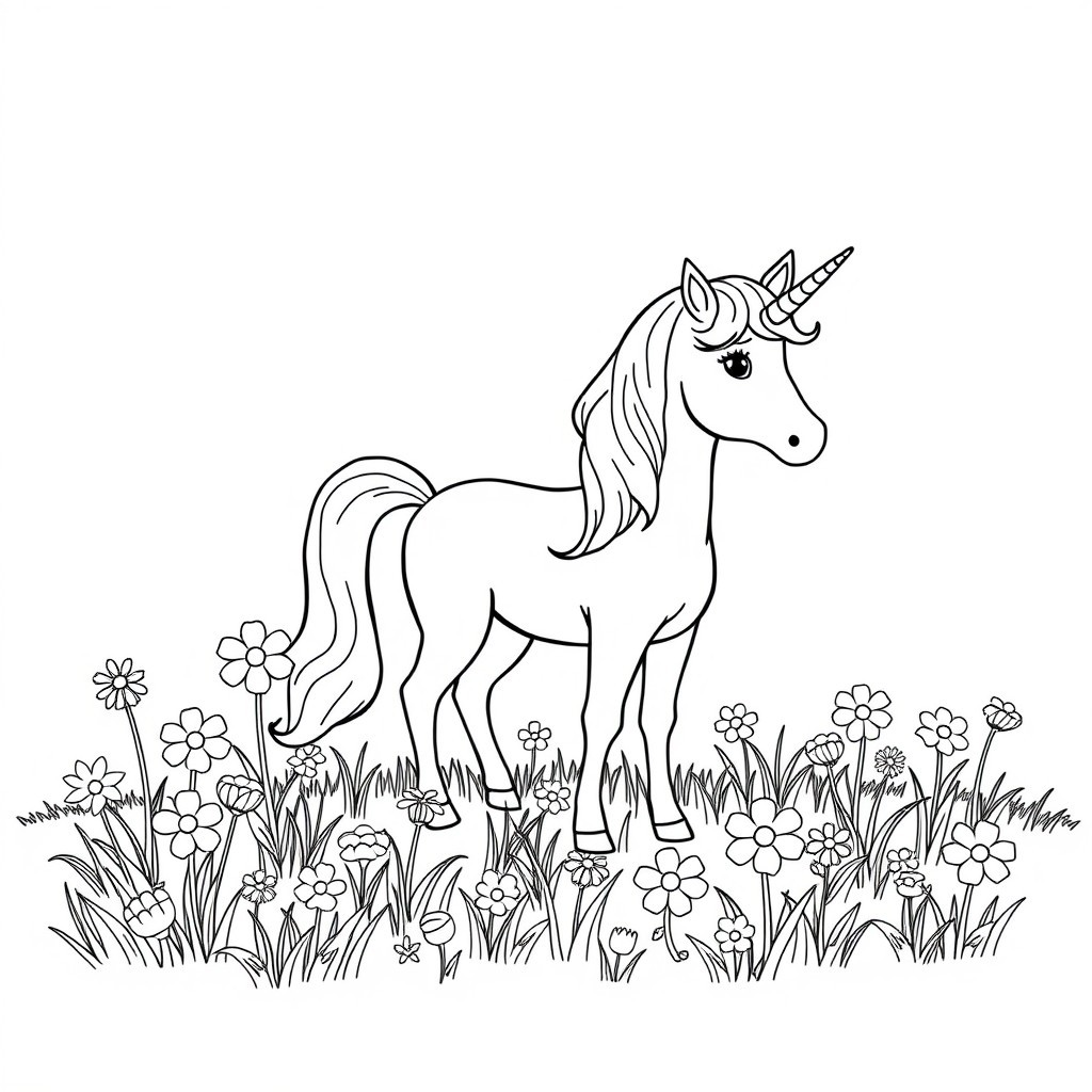 Unicorn Coloring Book Page